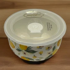 Grace Pantry Lemon Porcelain Food Storage Container w/ Vented Lid 5” NEW!