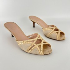 Gucci | Auth Cream Beige Suede Leather Strappy Sandal Slide Mules (36)