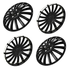 16" Set of 4 Black Wheel Covers Snap On Full Hub Caps For R16 Tire & Steel Rim