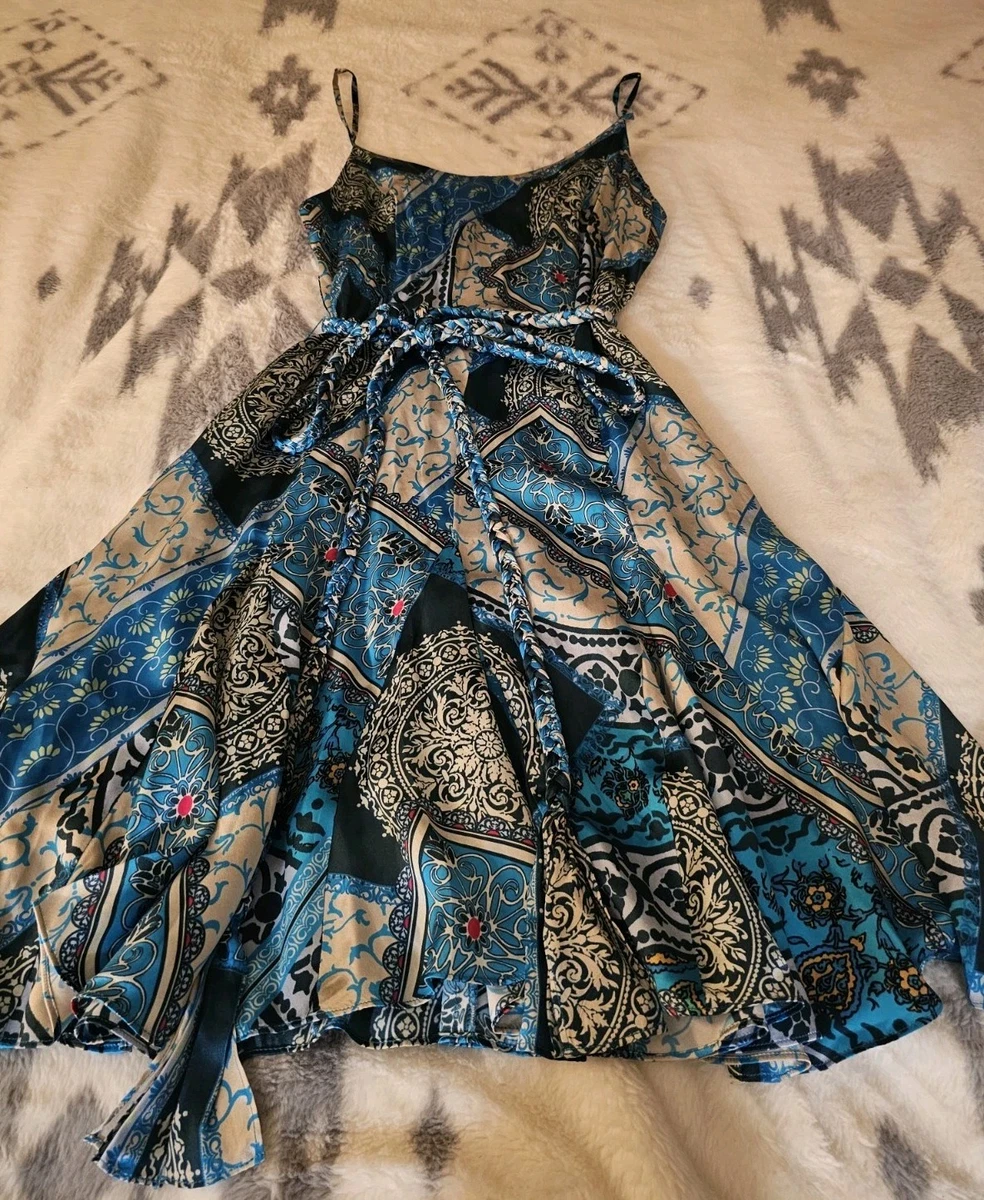sachin and babi light blue dress Vintage tlc dress with floral print and chiffon neckline main image 1