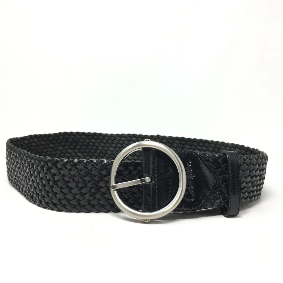 Cinturón de cintura ancha Cole Haan para mujer talla S pequeño negro tejido cuero trenzado Foto 2 de 4