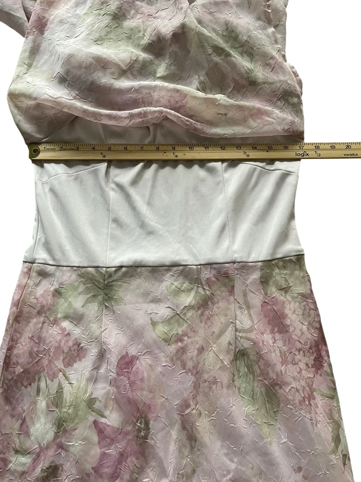 Vtg Miss Dorby Dress 14 Pastel Pink Floral Layered Maxi Cottagecore Fairy - Image 4 of 4