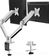 MOUNTUP Dual Monitor Desk Mount, Matte Silver 