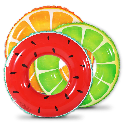 Fruit Pool Float, Watermelon Orange Lemon Swim Tube Ring, Inflatable Swim Poo...