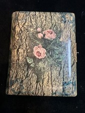Antique Victorian Art Nouveau Celluloid Album with Floral Velvet Back and Photos