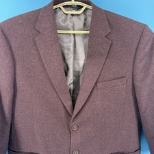 Jos. A. Bank Mens Wine Wool ELBOW PATCHES Sport Coat Blazer Jacket SIZE 44 S