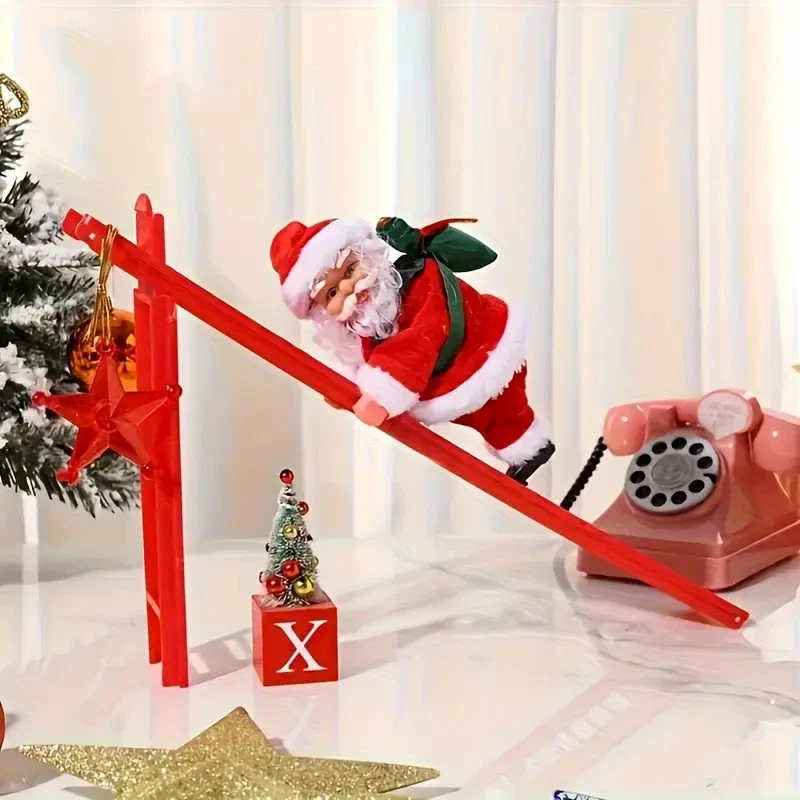 Nuevo en caja Decoraciones de Navidad Subiendo y Bajando Papá Noel en Escalera con Muñeca de Música Foto 3 de 4