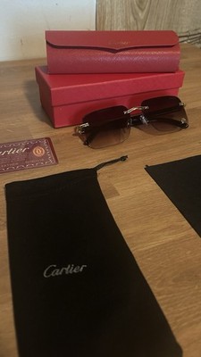 Cartier Big C Diamond Cut black Frameless Lens Gold Frame