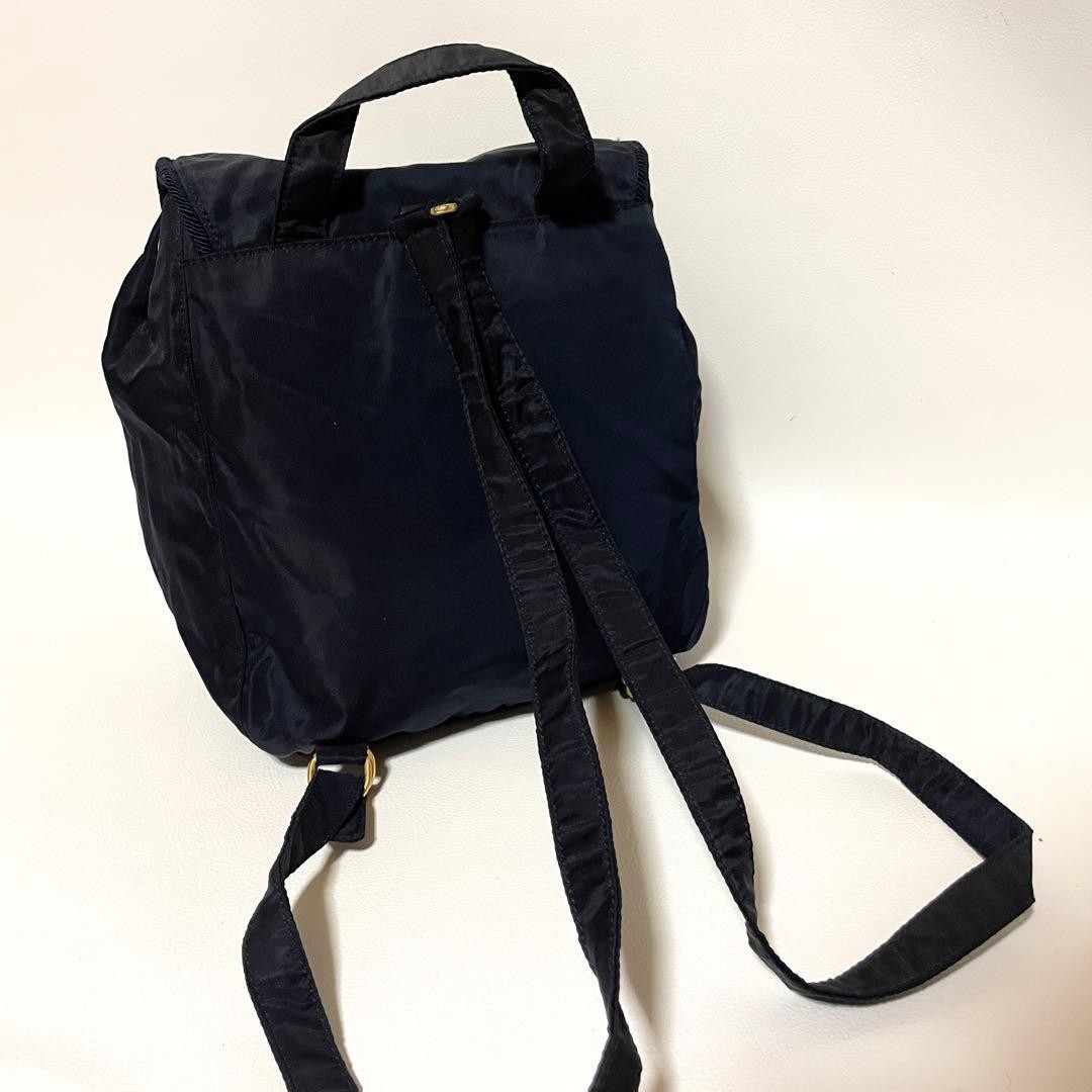 PRADA Nylon Backpack Navy Embroidered Women’s Authentic Bag thumbnail 7