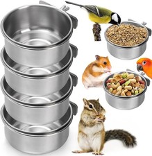 4 Pack Bird Feeding Dish Cups, Detachable Stainless Steel Bird Food Bowls