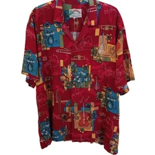 Vintage Paradise Found Jazz Musician Hawaiian Red Shirt Xl