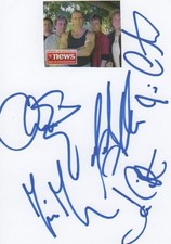 Saga Band Autogramm full signed 10x15 cm Karteikarte mit Magazinbild