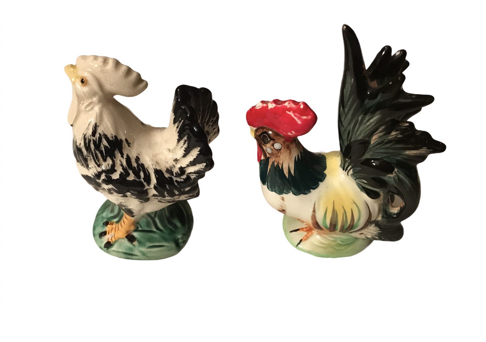 Vintage Set Of 2 Rooster Chicken Ceramic Figurines eBay