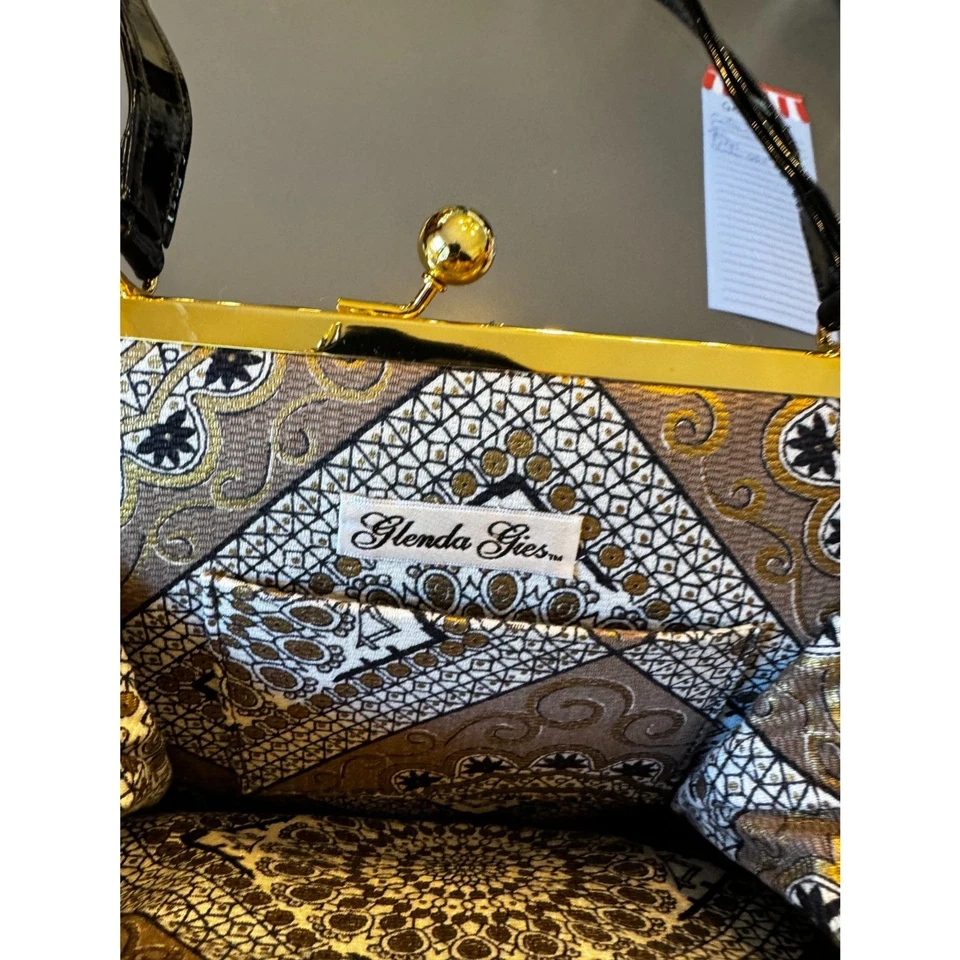 Impresionante Bolso de Mano Glenda Gies Lana Amarillo Mostaza con Bloqueo de Beso Foto 4 de 4