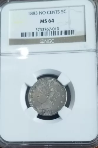1883 5C LIBERTY NICKEL NGC MS 64 NO CENTS