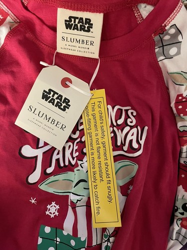 Star Wars Baby Yoda Grogu Christmas pajama Pjs Youth size 14 - Picture 3 of 5