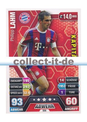 Match Attax Extra 14/15 - 506 - Philipp LAHM- Kapitän