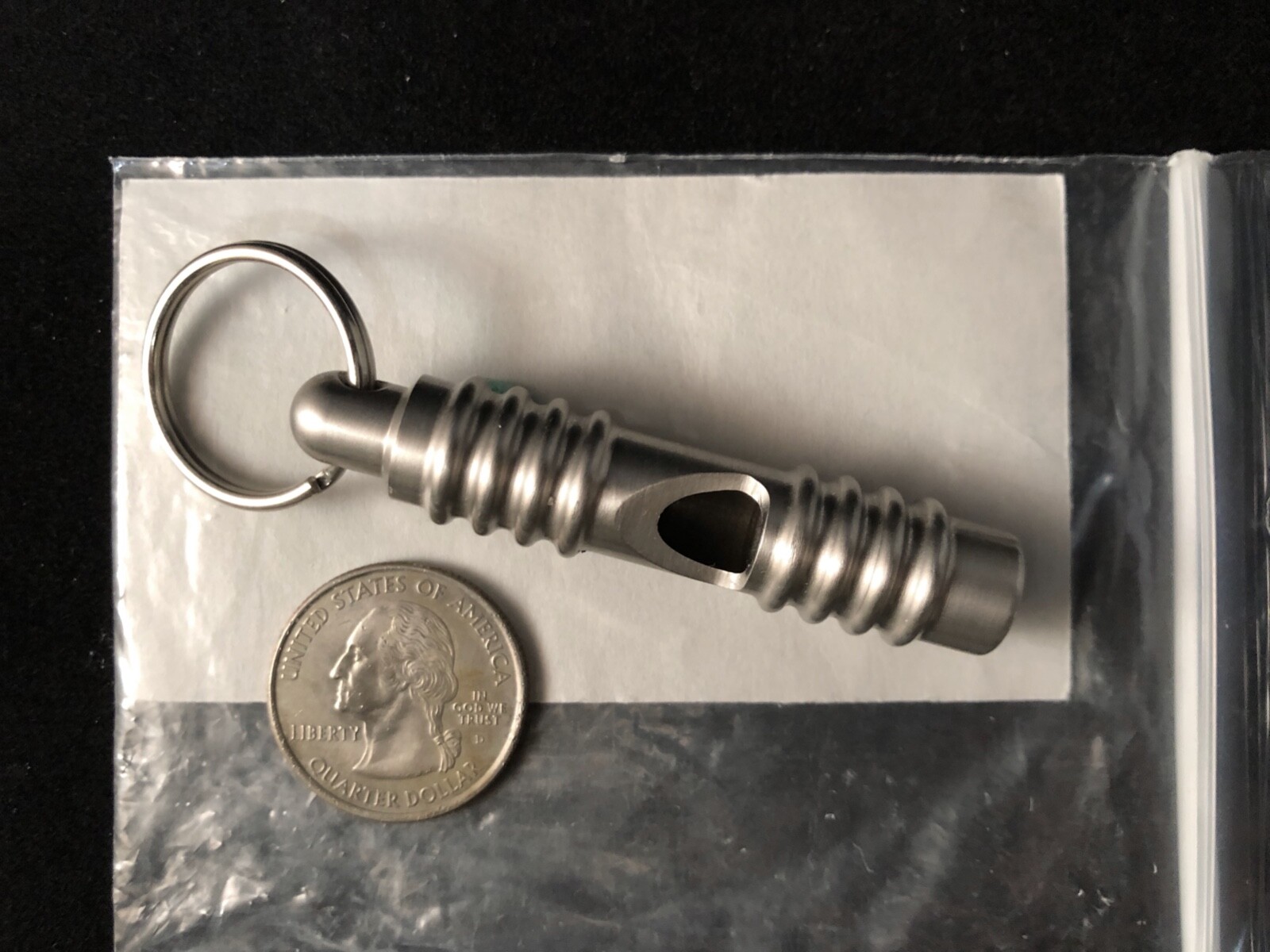 Peter Atwood Whistles™ Ribbed Whistle 303 Stainless Steel Keychain