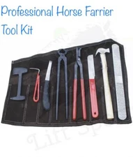 Professional Horse Farrier Tool Kit Hoof Clincher Nipper RASP Hammer Knife Shoe