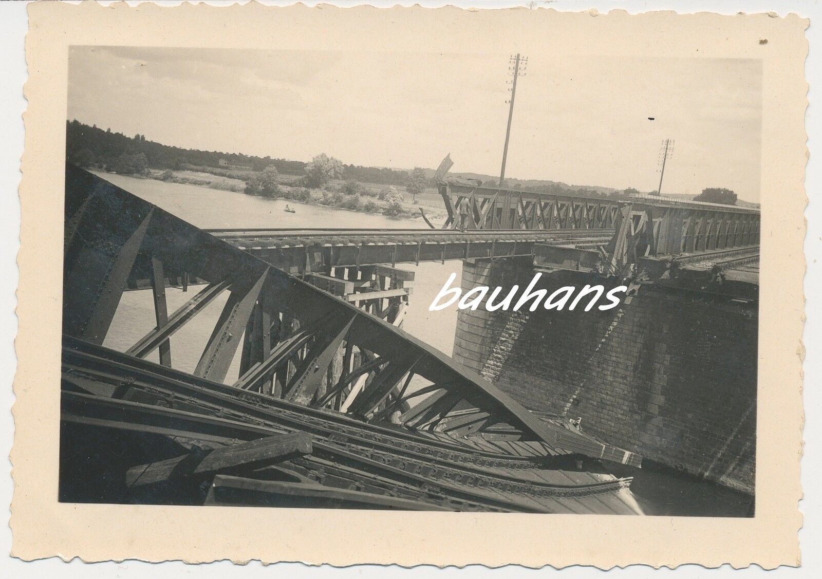Bild 1 - Foto Polen-zerstörte Brücke  2.WK (f632)