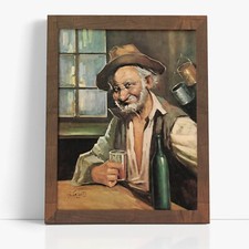 Quadro "Il Vecchio con il Boccale" di De Curtis |Q1511| Tela Teomondo Scròfalo