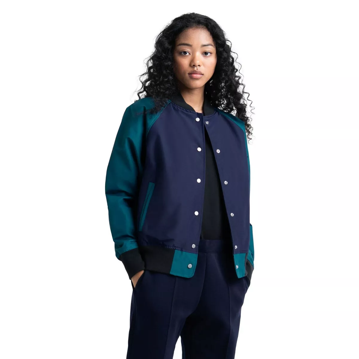Herschel Varsity Jacket Women s Dark Blue Green Black Activewear