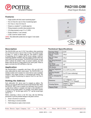 POTTER PAD 100 DIM DUAL INPUT MODULE