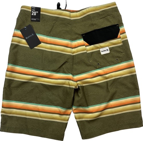 Hurley Board Shorts Serape Stripes Green Swim Men's Size 30 - Picture 2 of 8