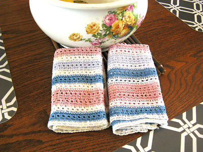 Kitchen Dishcloths Vintage Two Estate Sale Crochet Dishcloths ~~ Pair