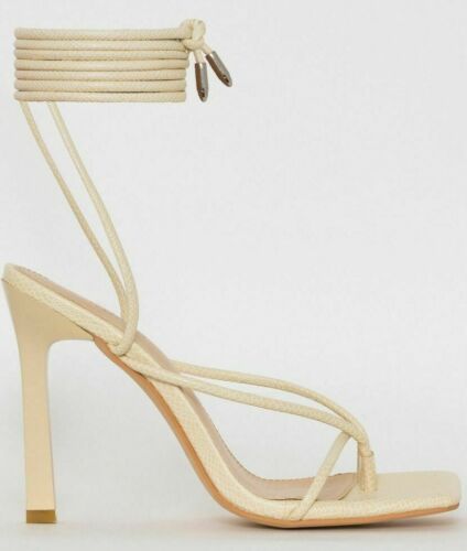 NIB - SIMMI LONDON Women's 'ELIANNA' Stone Snake WIDE FIT LACE UP HEELS - 10