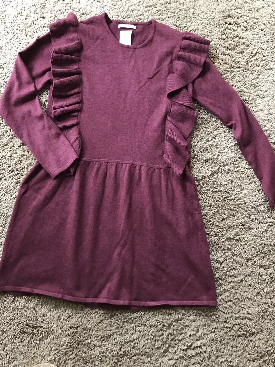 NUEVO Zara Ni as VINO Volantes Frontal Su ter Vestido 10 Elegante Invierno TAN SUAVE Viscosa