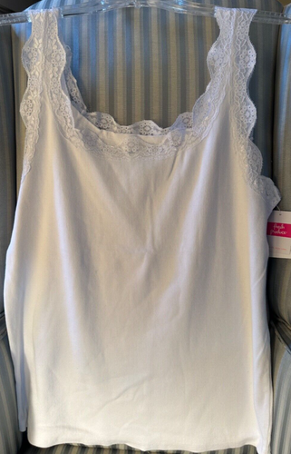 NWT FRESH PRODUCE Lace Trim Baby Rib Essential Cami Tank Top White (M) MSR $34 - Picture 4 of 4
