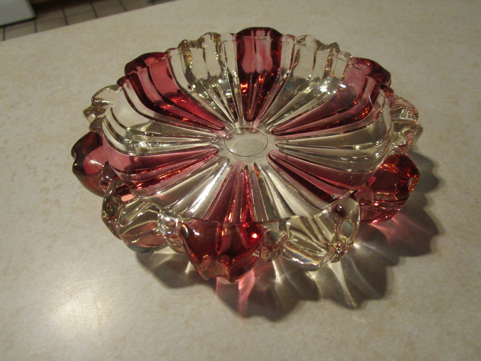 Vintage Cranberry And Clear Glass Ashtrays eBay