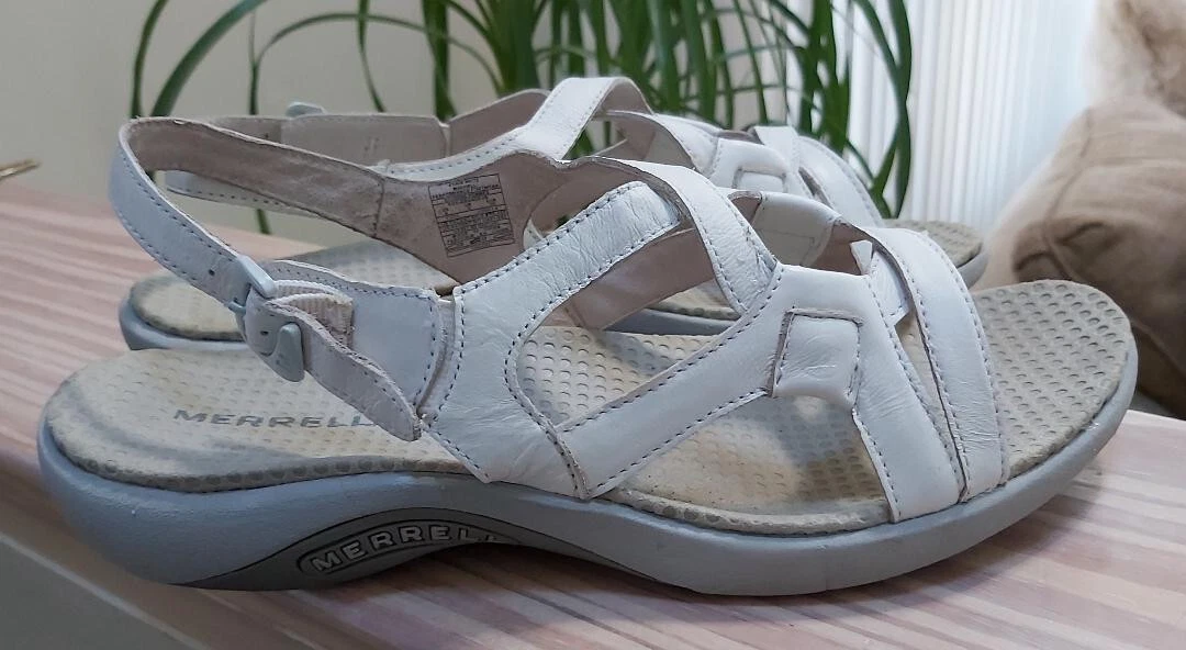 Merrell Agave Lavish White Strappy Sandals Shoes Flats - Size 8! | eBay