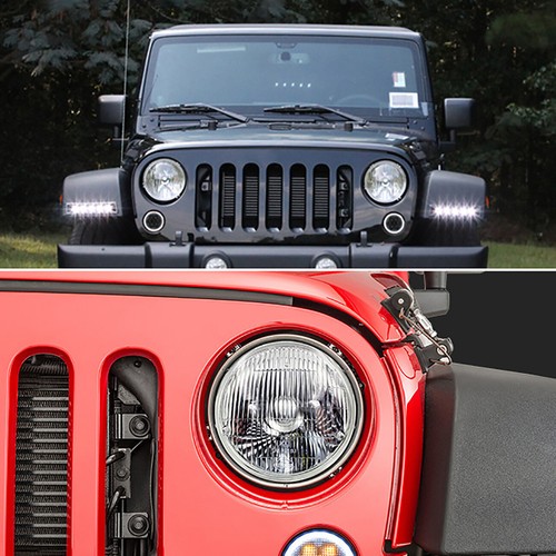 2pcs LED Black Lens Amber Turn Signal Lights DRL for 2007-2018 Jeep Wrangler JK - Picture 8 of 12