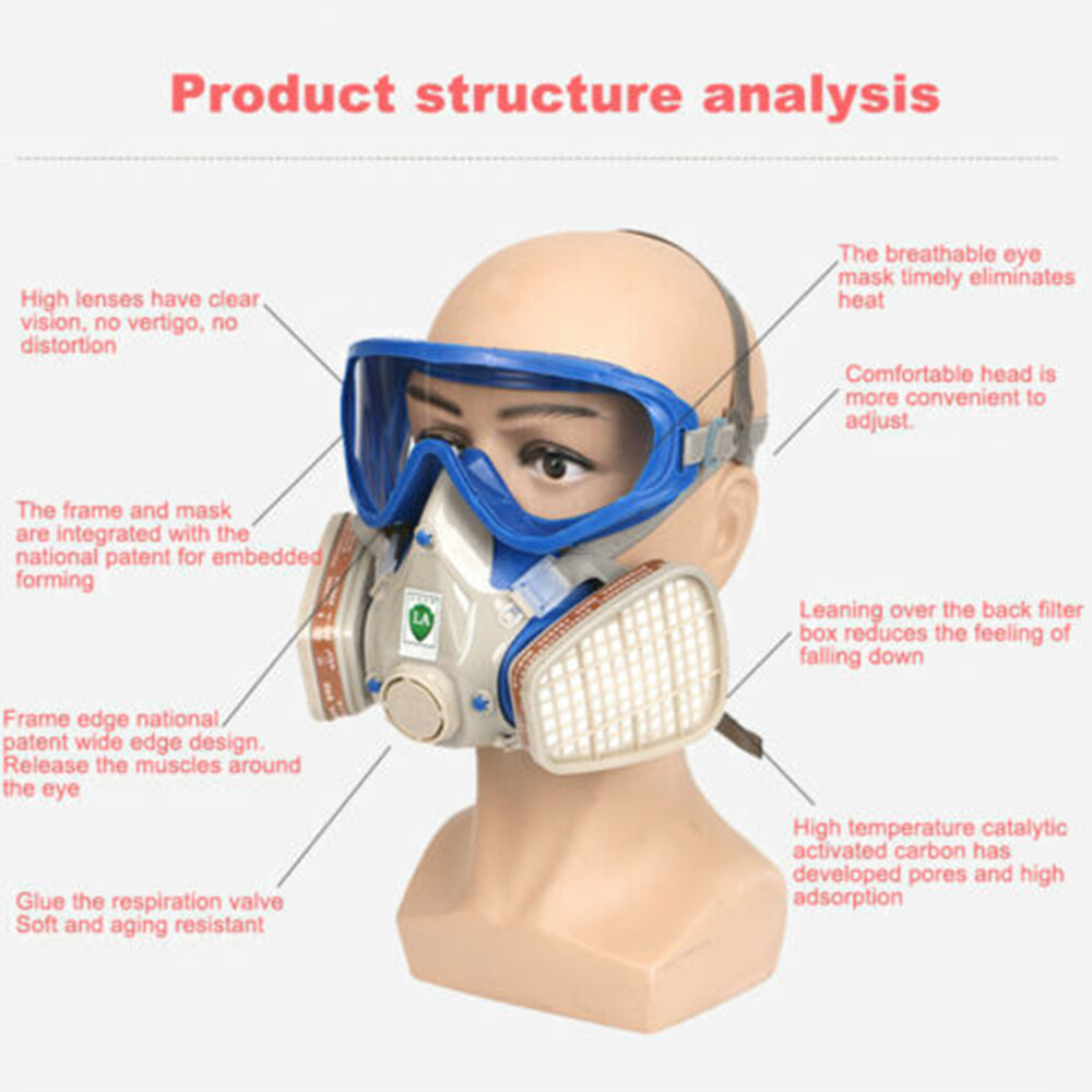 ReusableFull Face Gas Mask Respirator Painting Spraying Respirator Facepiece