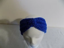 Handmade Crochet Ear Warmer, Turban Style Adult Head Band ( Blue )