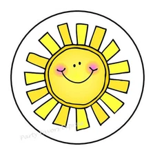 30 SUNSHINE ENVELOPE SEALS LABELS STICKERS PARTY FAVORS 1.5" ROUND