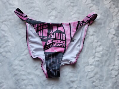 Swiminista Bikini Bottom Women's Large Swim Pink & Black x James Henry Peter NWT