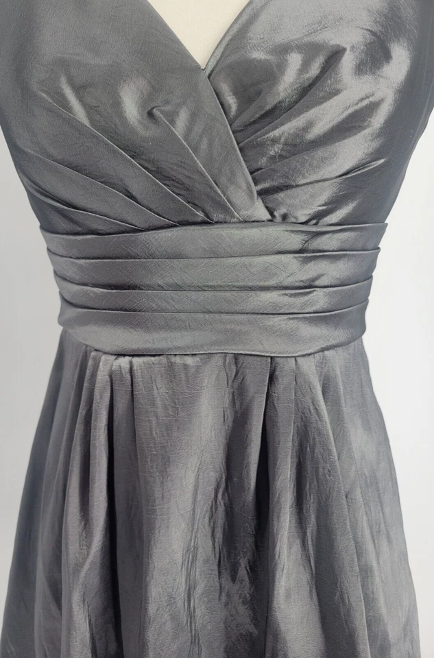 Vestido Watters & Watters Talla 8 Gris Tafetán Noche/Fiesta/Cóctel Hasta la Rodilla Foto 3 de 4