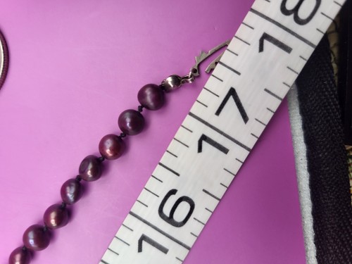 Cranberry Pearl Necklace With Sterling Clasp Red Garnet Color 15.5 Grams 5.5mm - Picture 7 of 10