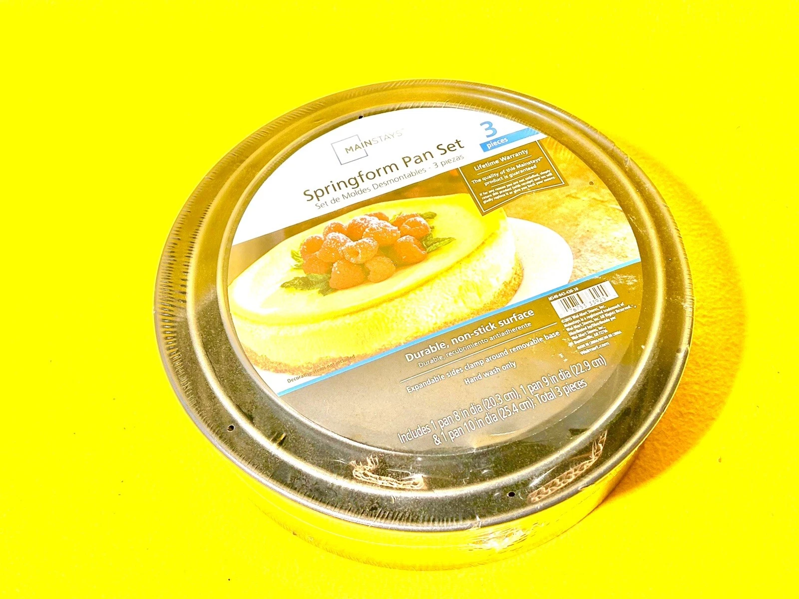 3 Piece 8,9,10” MAINSTAYS SPRINGFORM PAN SET Expandable Sides Removable Base NEW