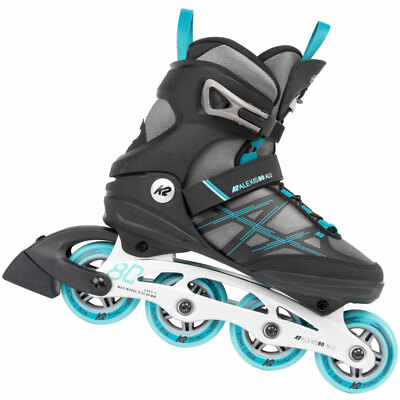 K2 Alexis 80 Alu Damen-Inliner Inline-Skates Fitness Freeskates Grau/Türkis NEU