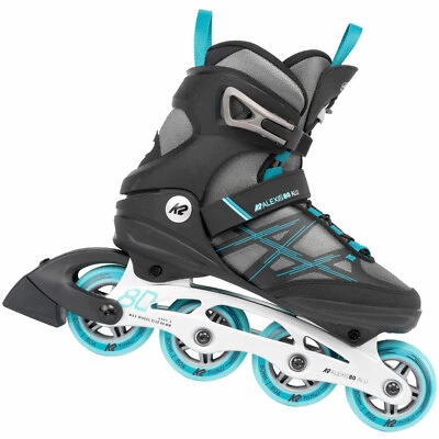 K2 Alexis 80 Alu Damen-Inliner Inline-Skates Fitness Freeskates Grau/Türkis NEU