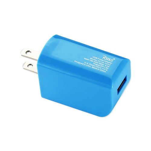 Reiko 1A/5V Super-Fast AC/USB Power Travel Charger – Non-Retail Packaging – Blue