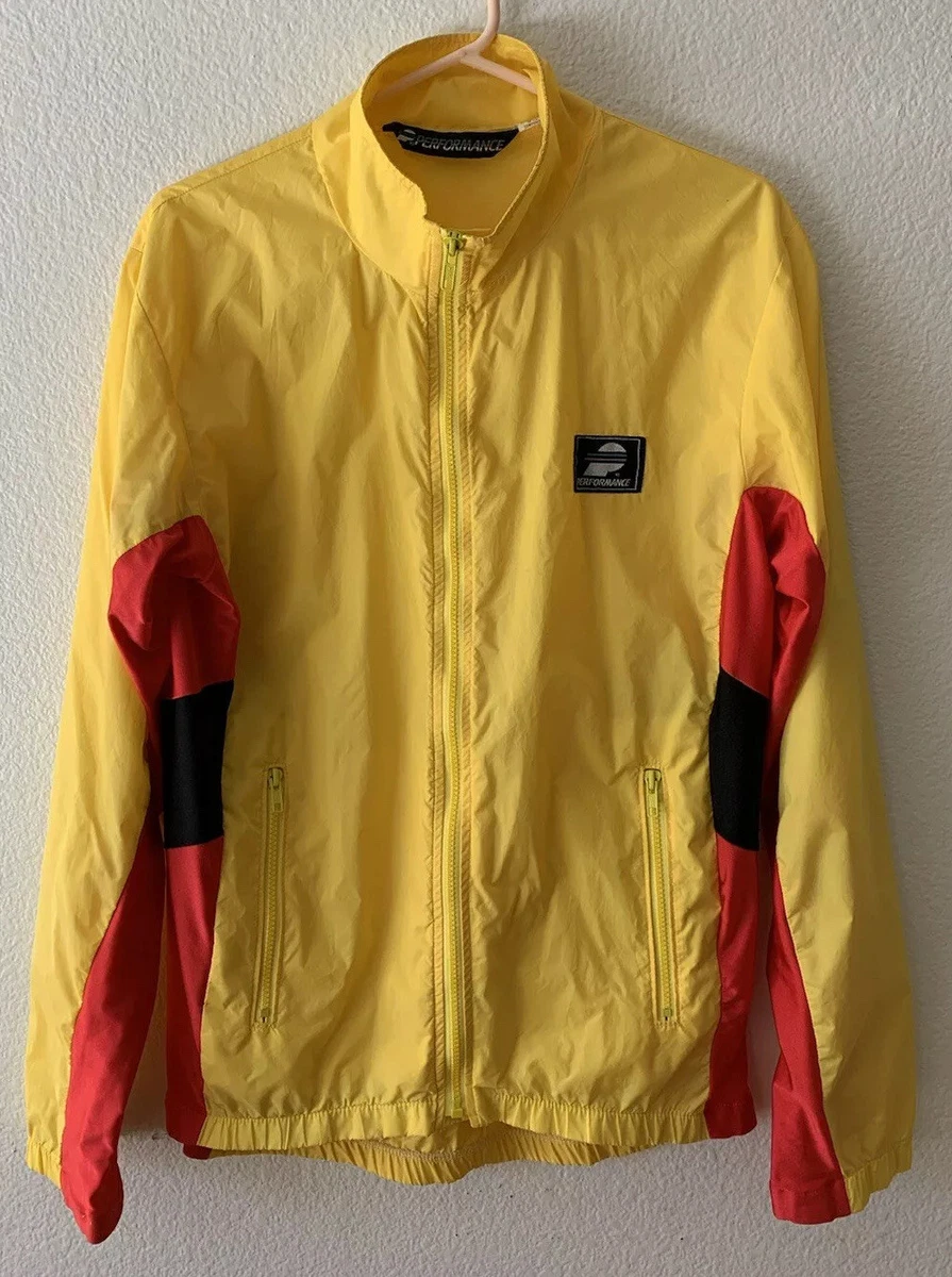 Vintage Performance Yellow Red Windbreaker Mens No Size Tag Pre