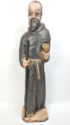 Vintage Saint/Monk Catholic Christian Religious 2' Tall Chalkware