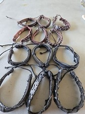 6Pcs Black 6 Pcs Brown Unisex Braided Leather Bracelet Wrap Rope Wristband Set