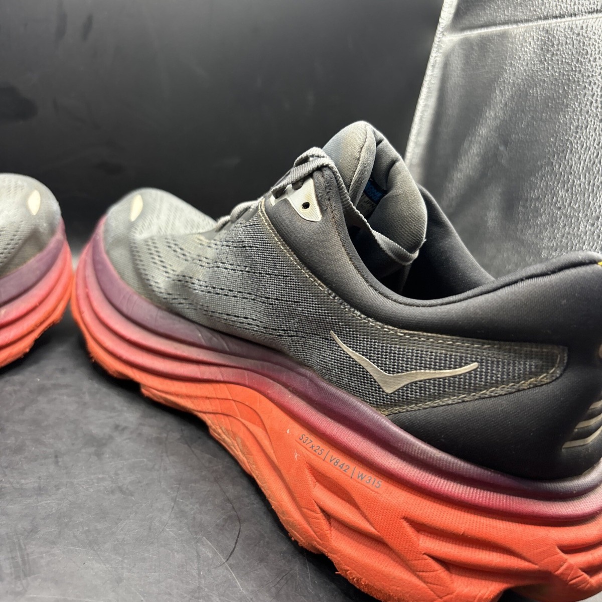 Hoka One One Bondi 8 Men's Sz 12.5 EE Gray Red Running Athletic