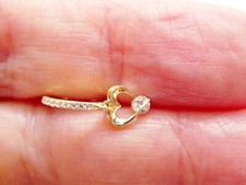 14K REAL SOLID YELLOW GOLD CLICKER CARTILAGE HEART DANGLING DAITH NOSE PIERCING